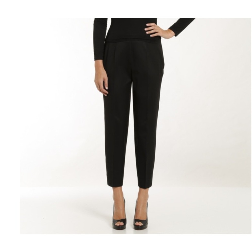 Piazza Sempione Audrey Trousers Side Zip Ankle Slit Slim Straight Black 8‎ (44)